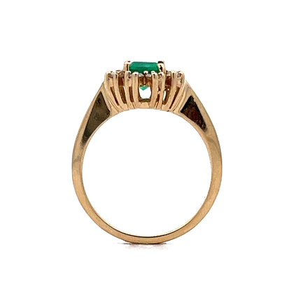 1.07 Emerald & Diamond Halo Cocktail Ring in 14k