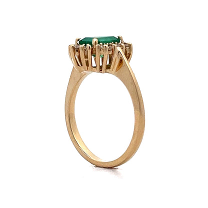 1.07 Emerald & Diamond Halo Cocktail Ring in 14k