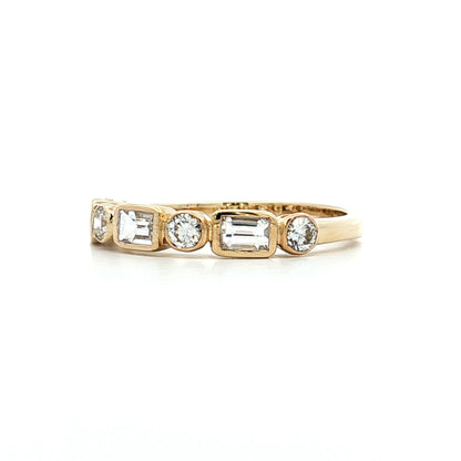 .86 Baguette & Round Diamond Bezel Wedding Band 14k