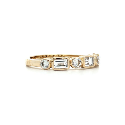.86 Baguette & Round Diamond Bezel Wedding Band 14k