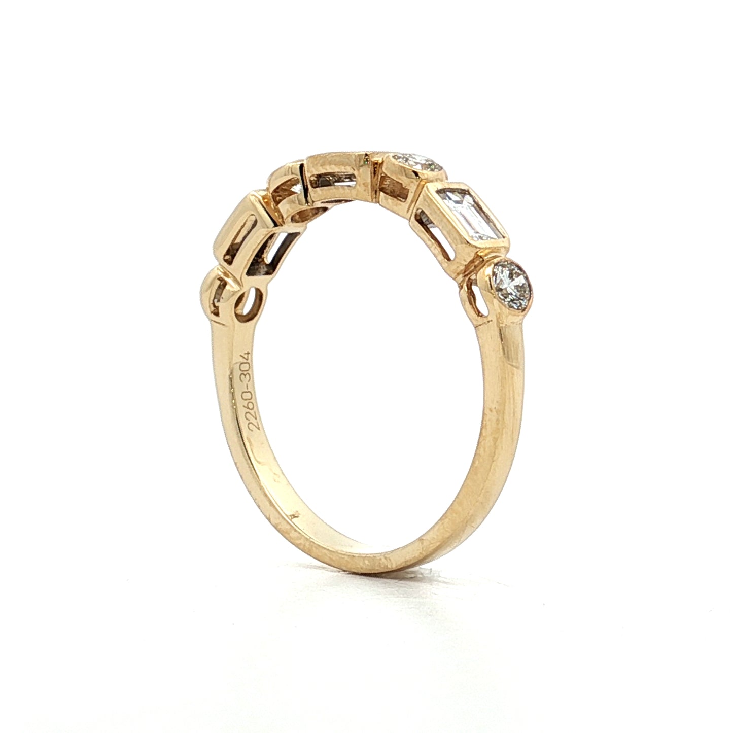 .86 Baguette & Round Diamond Bezel Wedding Band 14k