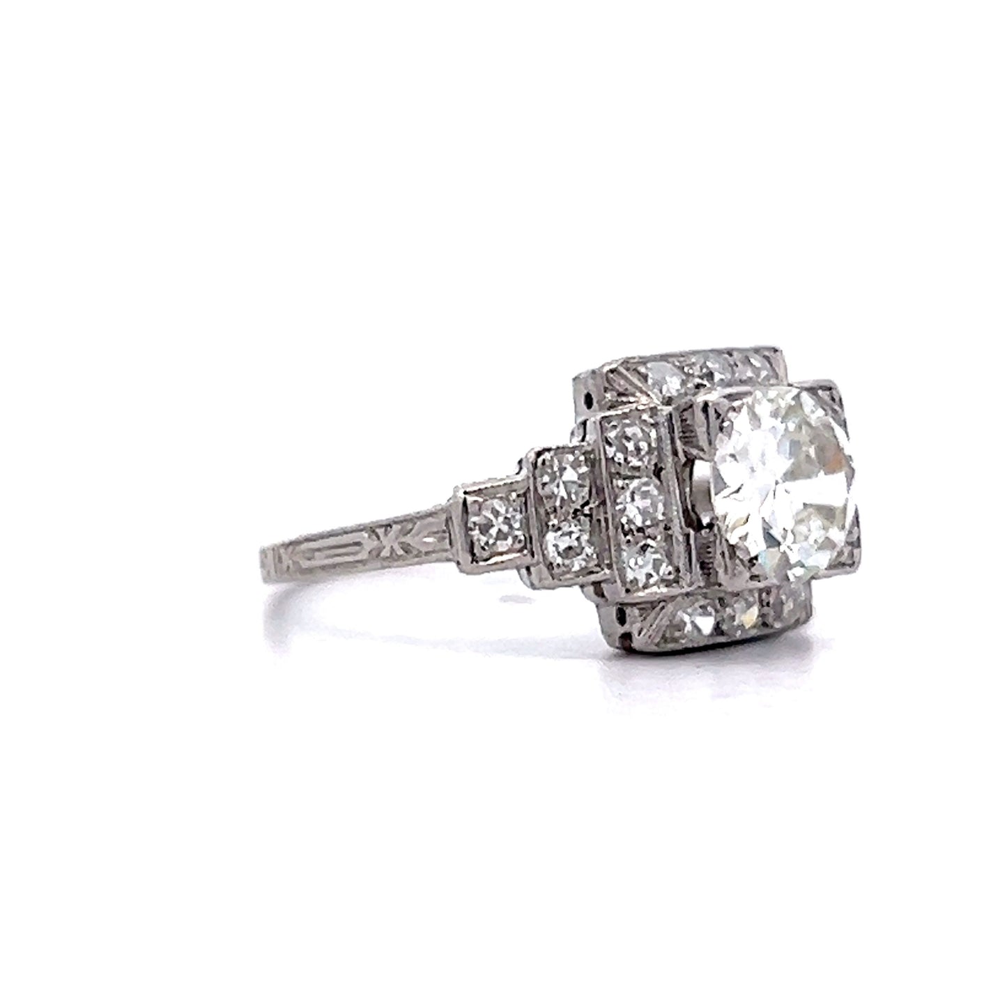 1.01 Antique Deco Step Engagement Ring in Platinum