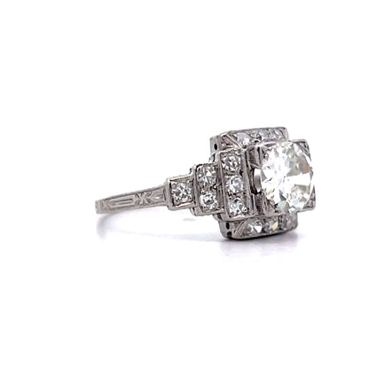 1.01 Antique Deco Step Engagement Ring in Platinum