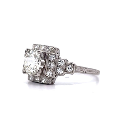 1.01 Antique Deco Step Engagement Ring in Platinum