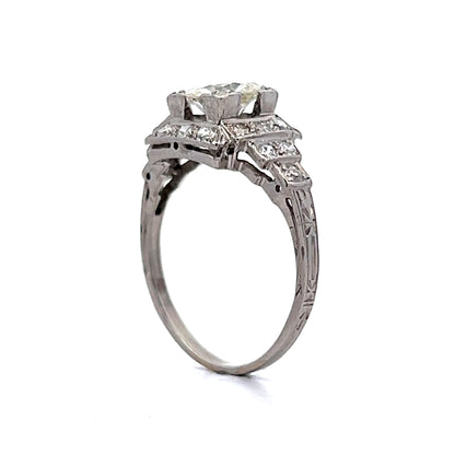 1.01 Antique Deco Step Engagement Ring in Platinum