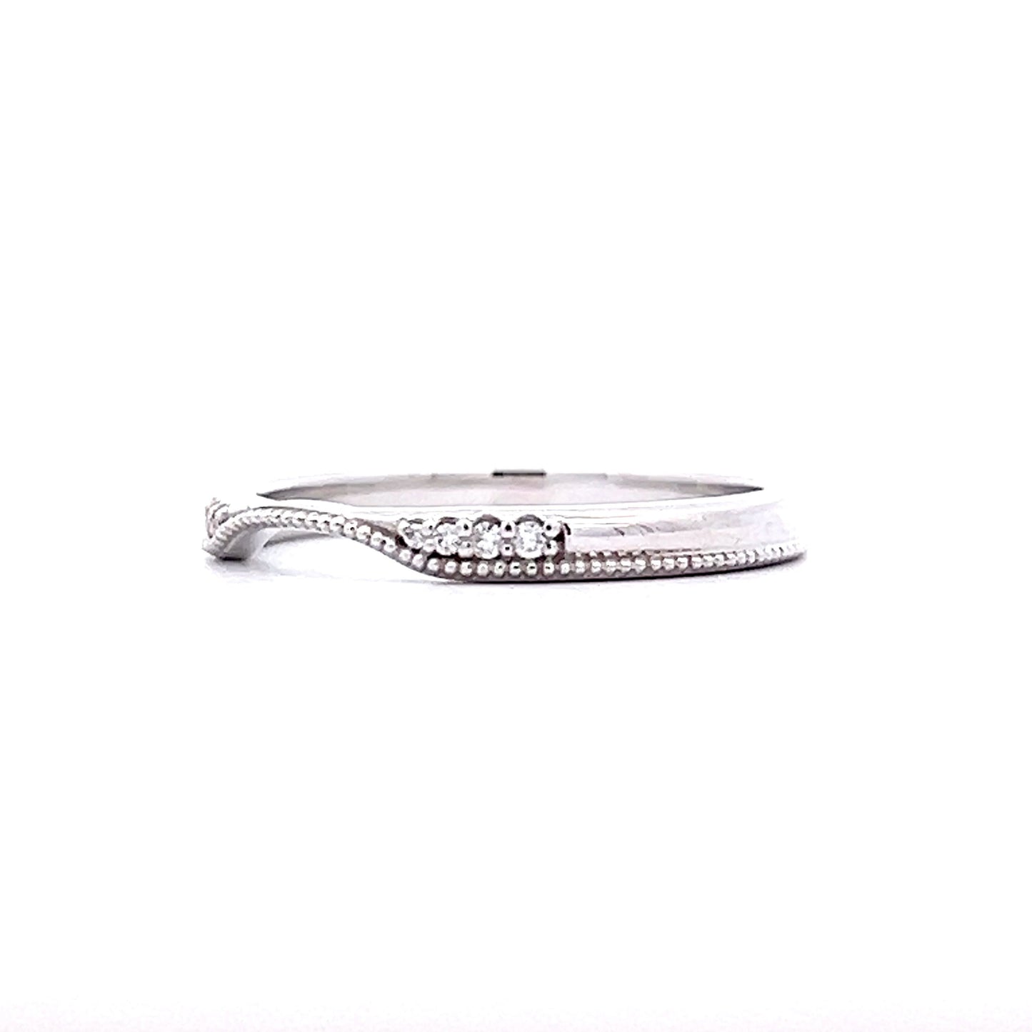 .04 Diamond Contour Wedding Band in 14k White Gold