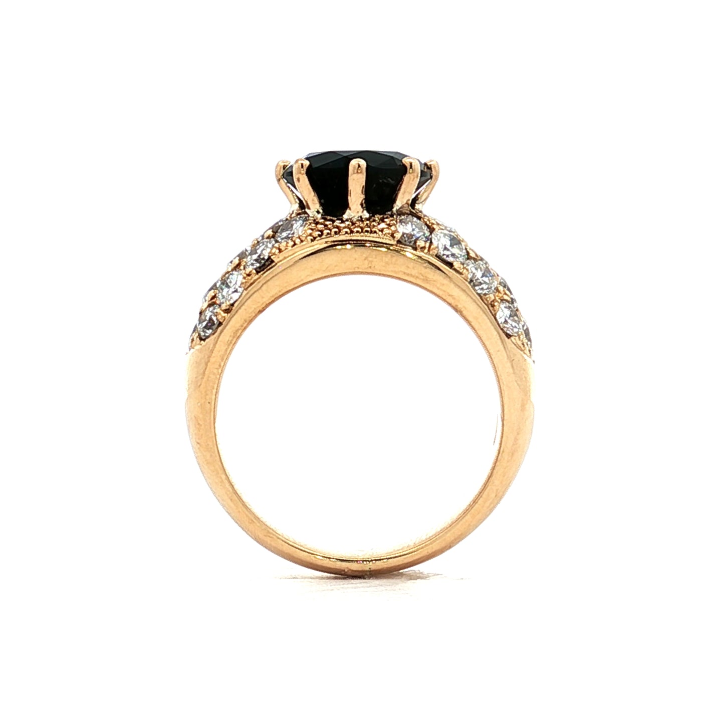 2.10 Black Onyx & Diamond Cocktail Ring in 18k