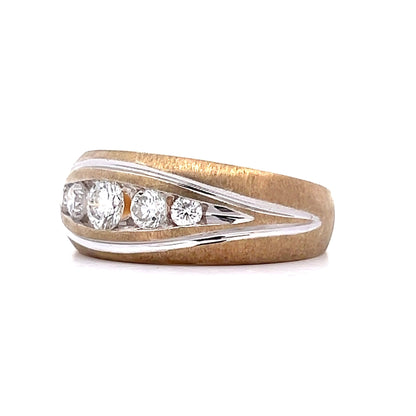 .82 Mens Five Stone Diamond Band in Two-Tone 14k