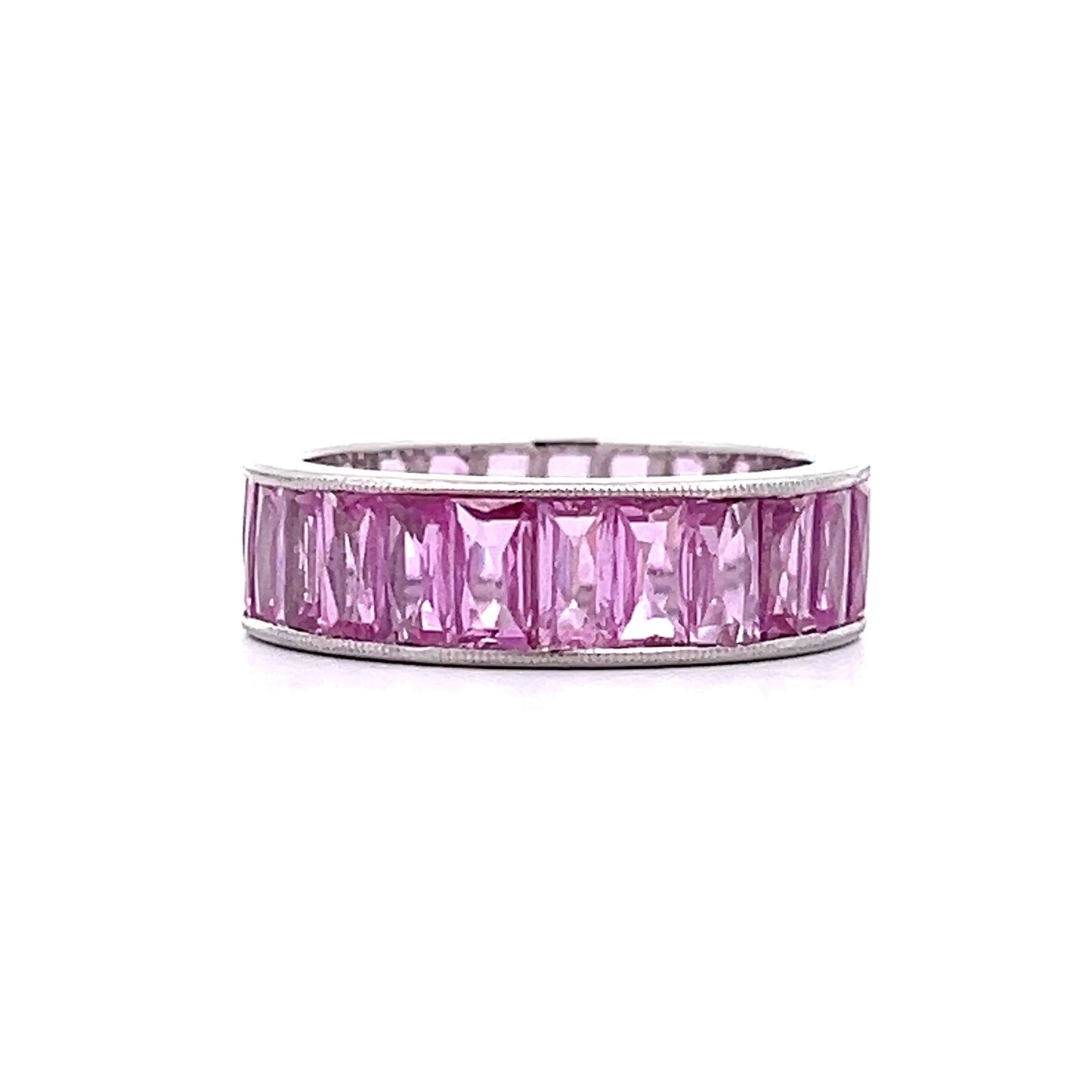 4.80 French Cut Pink Sapphire Eternity Band in Platinum