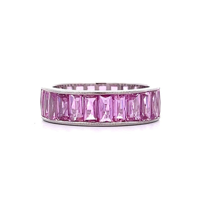 4.80 French Cut Pink Sapphire Eternity Band in Platinum