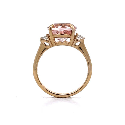 3.85 Morganite Three Stone Ring in 14k Yellow Gold