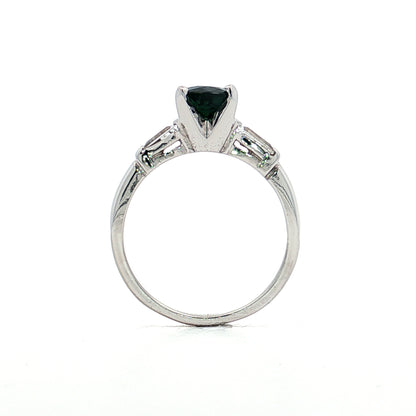 1.80 Pear Cut Teal Sapphire Engagement Ring 14k