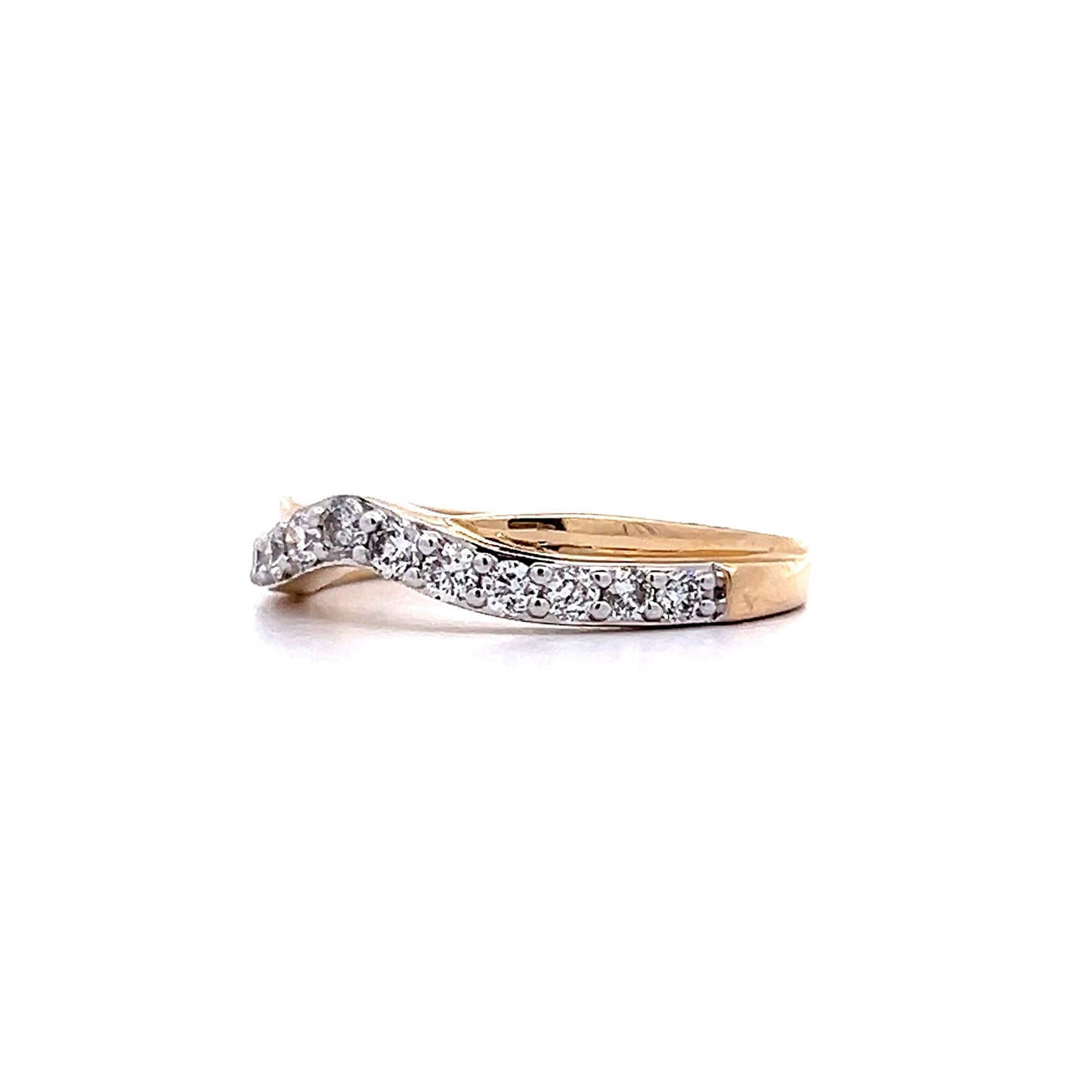 .39 Round Diamond Two-Tone Contour Band in 14k