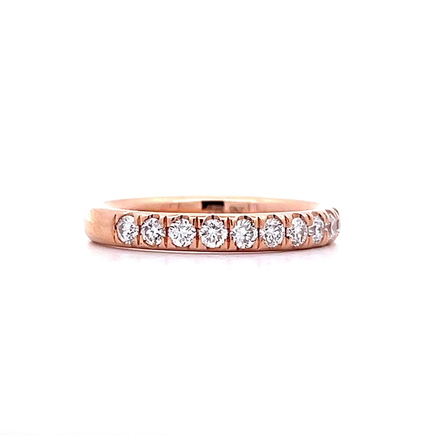 .53 French Set Diamond Wedding Band in 14k Rose Gold