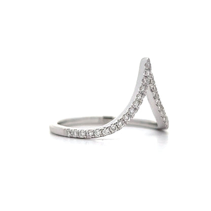 .20 V Shaped Diamond Wedding Band in 14k White Gold