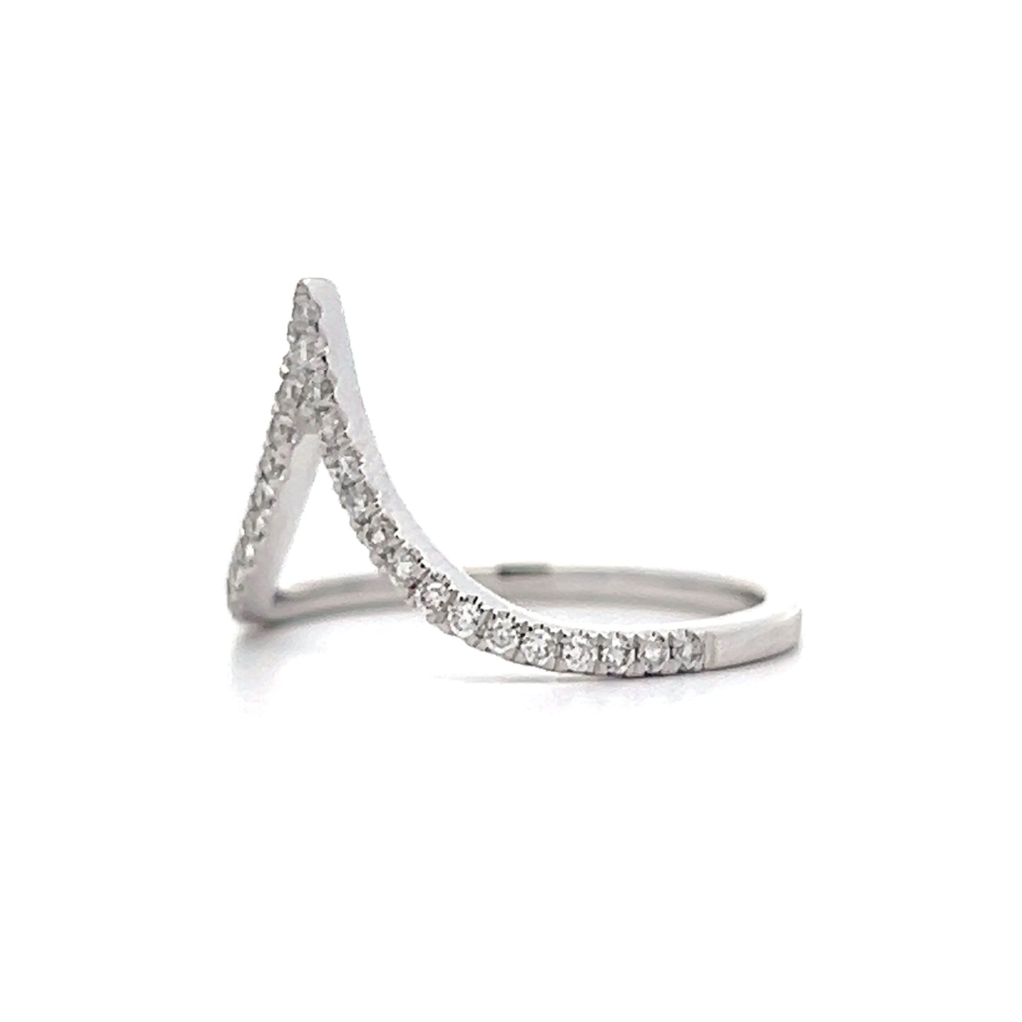 .20 V Shaped Diamond Wedding Band in 14k White Gold