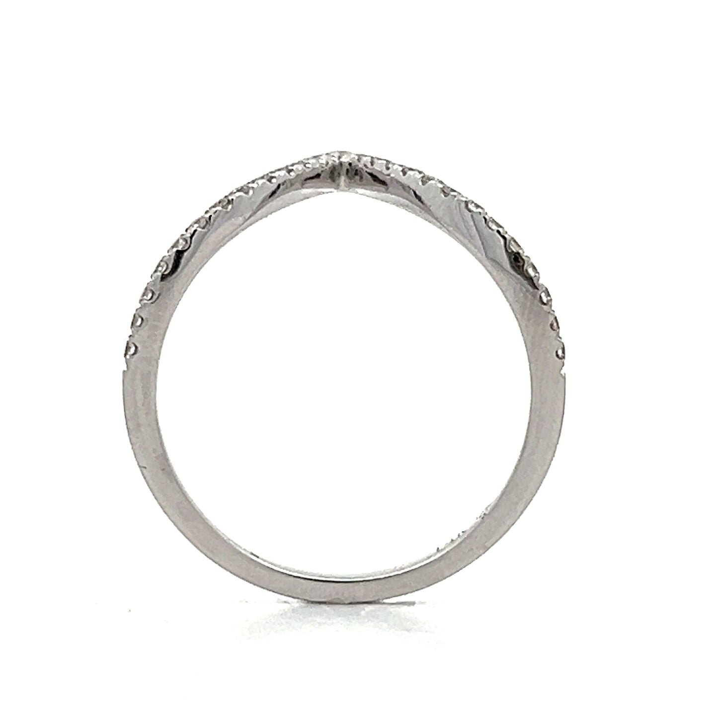 .20 V Shaped Diamond Wedding Band in 14k White Gold