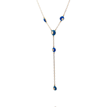 .08 Diamond Lariat Necklace in 18k Yellow Gold