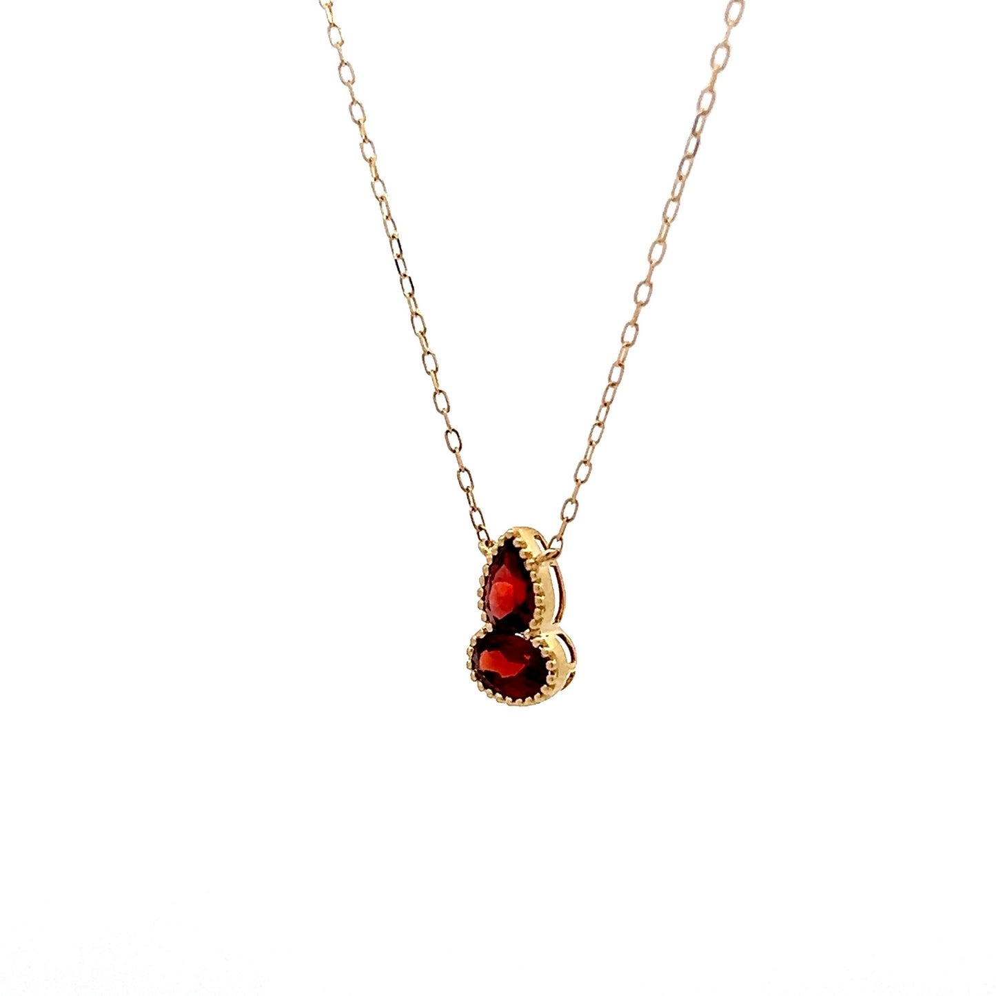 1.06 Red Garnet Bezel Pendant in 14k Yellow Gold