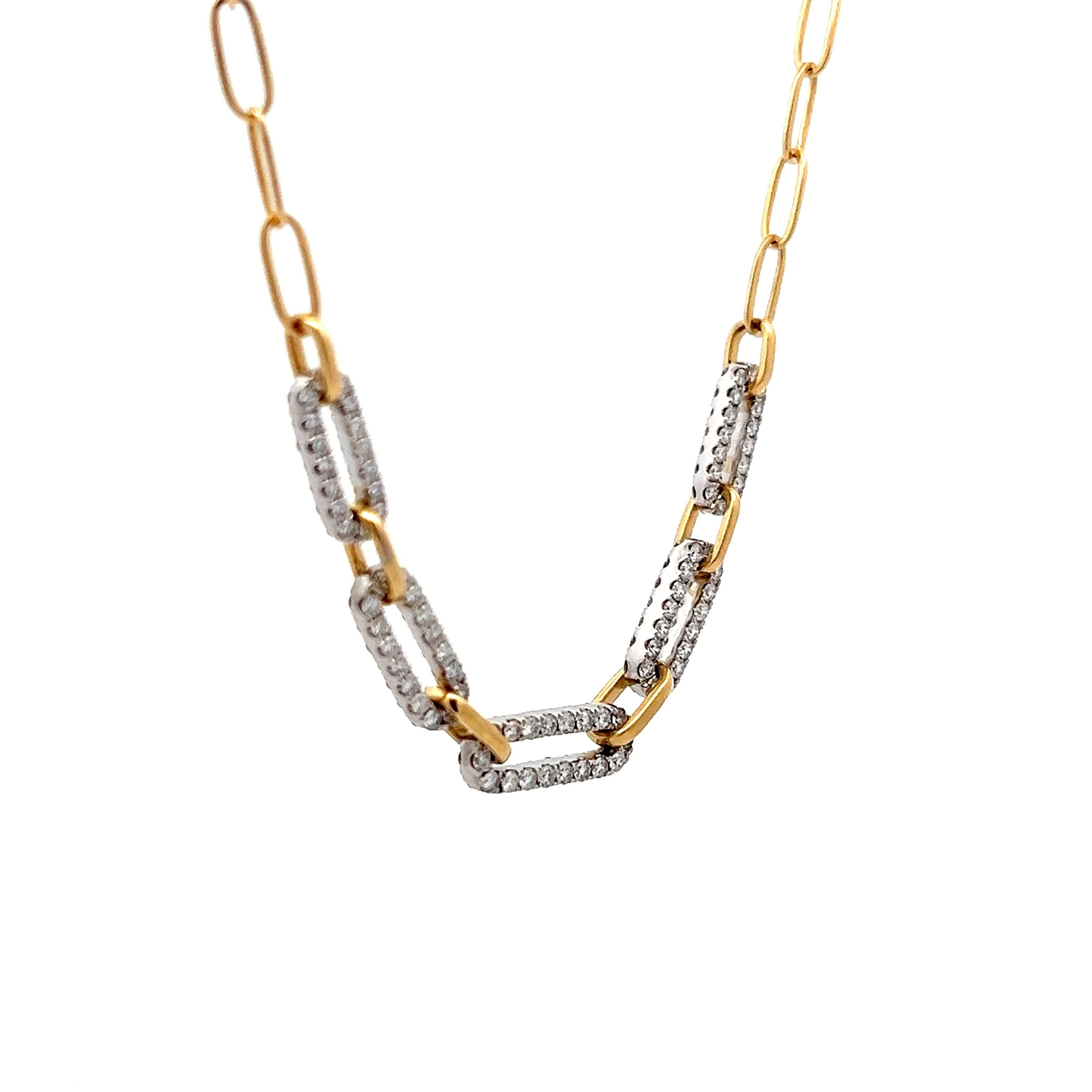 1.91 Brilliant Diamond Paperclip Chain Necklace in 18k – Filigree