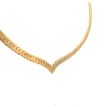 V Shaped Herringbone Chain in 14k Yellow Gold