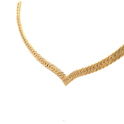 V Shaped Herringbone Chain in 14k Yellow Gold