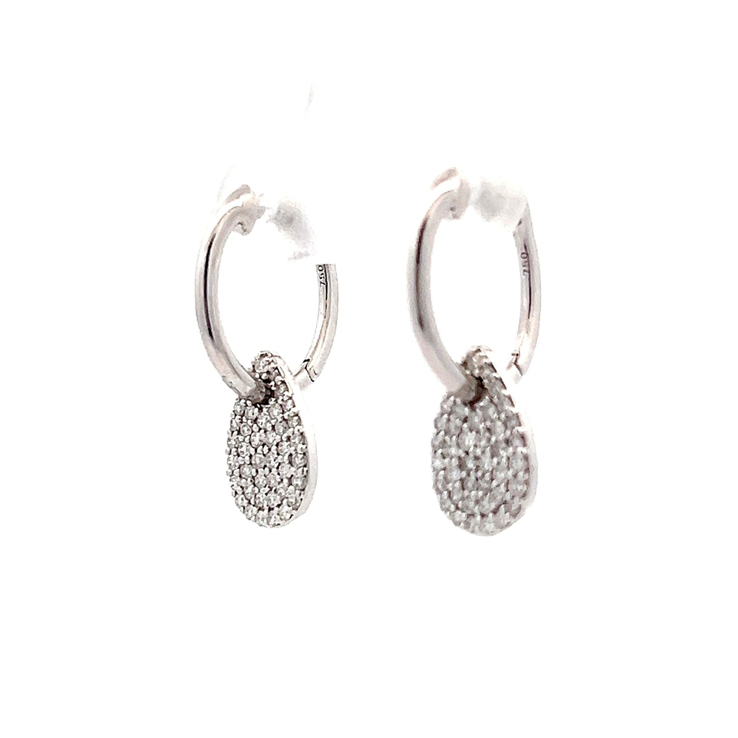 .50 Pave Diamond Dangle Earrings in 18k White Gold