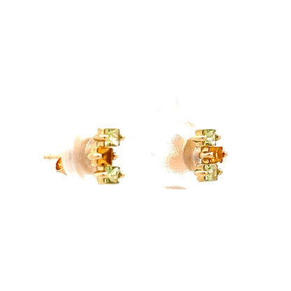 .56 Peridot & Citrine Stud Earrings in 14k Yellow Gold