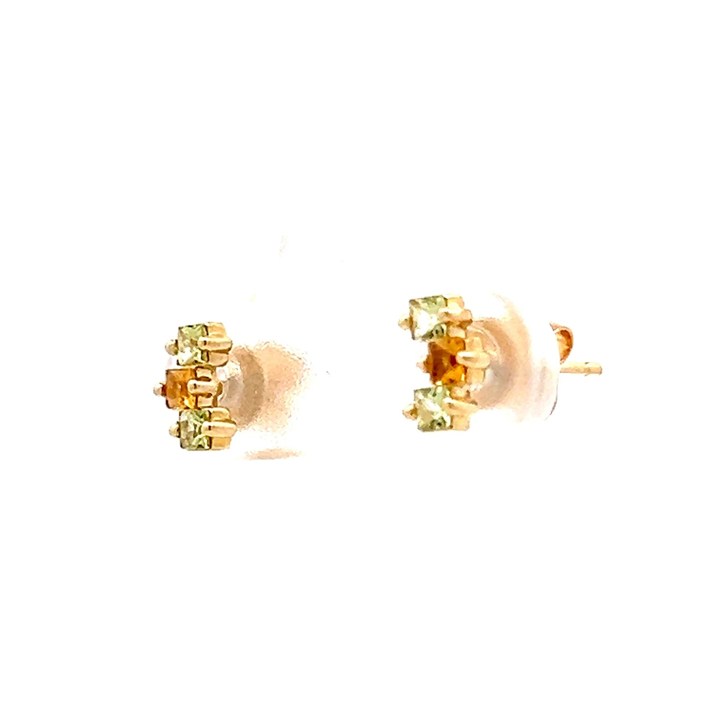 .56 Peridot & Citrine Stud Earrings in 14k Yellow Gold