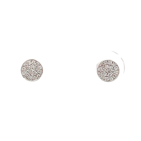 .12 Pave Diamond Earring Studs in 14k White Gold