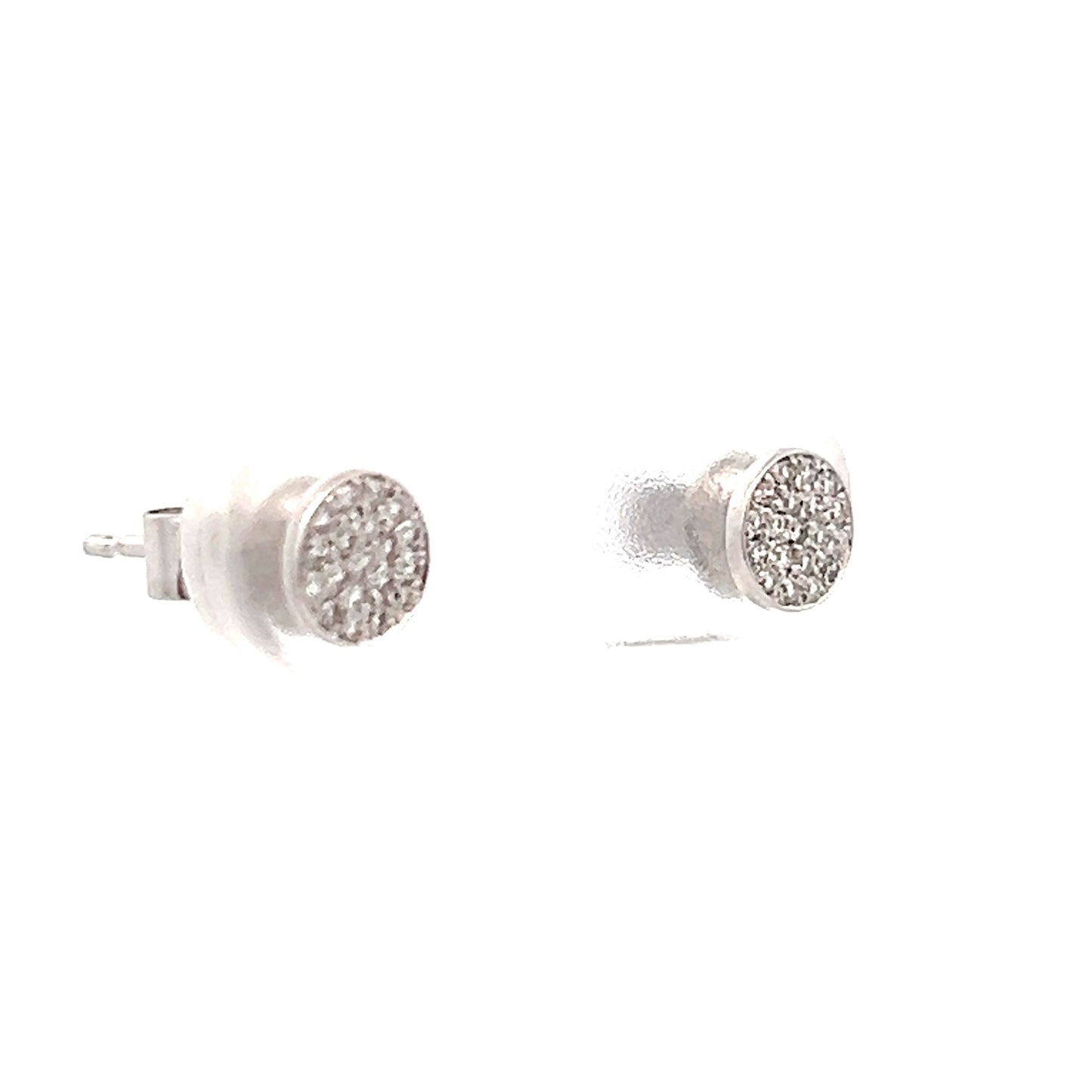 .12 Pave Diamond Earring Studs in 14k White Gold