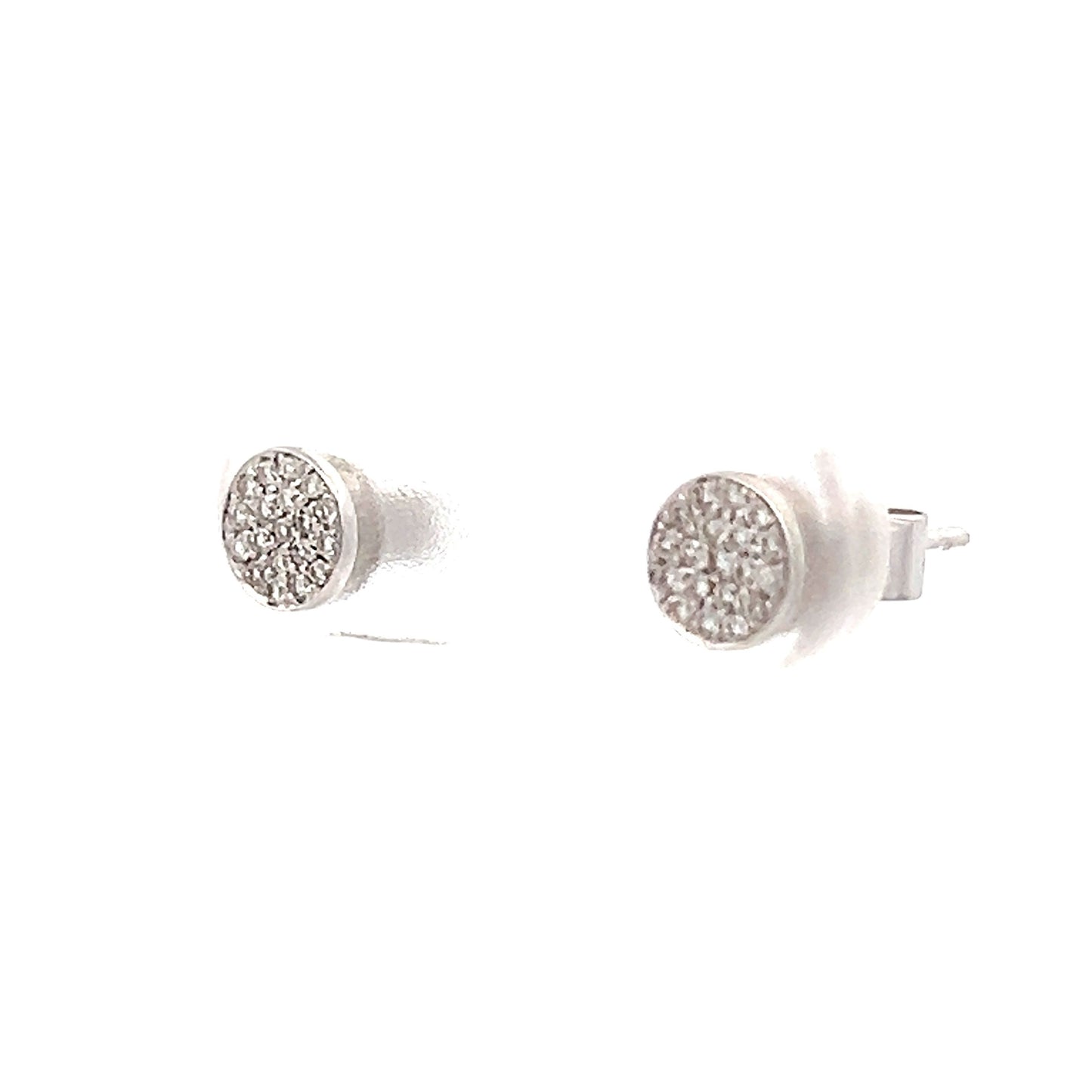 .12 Pave Diamond Earring Studs in 14k White Gold