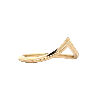 Milgrain V Shaped Contour Wedding Band in 14k