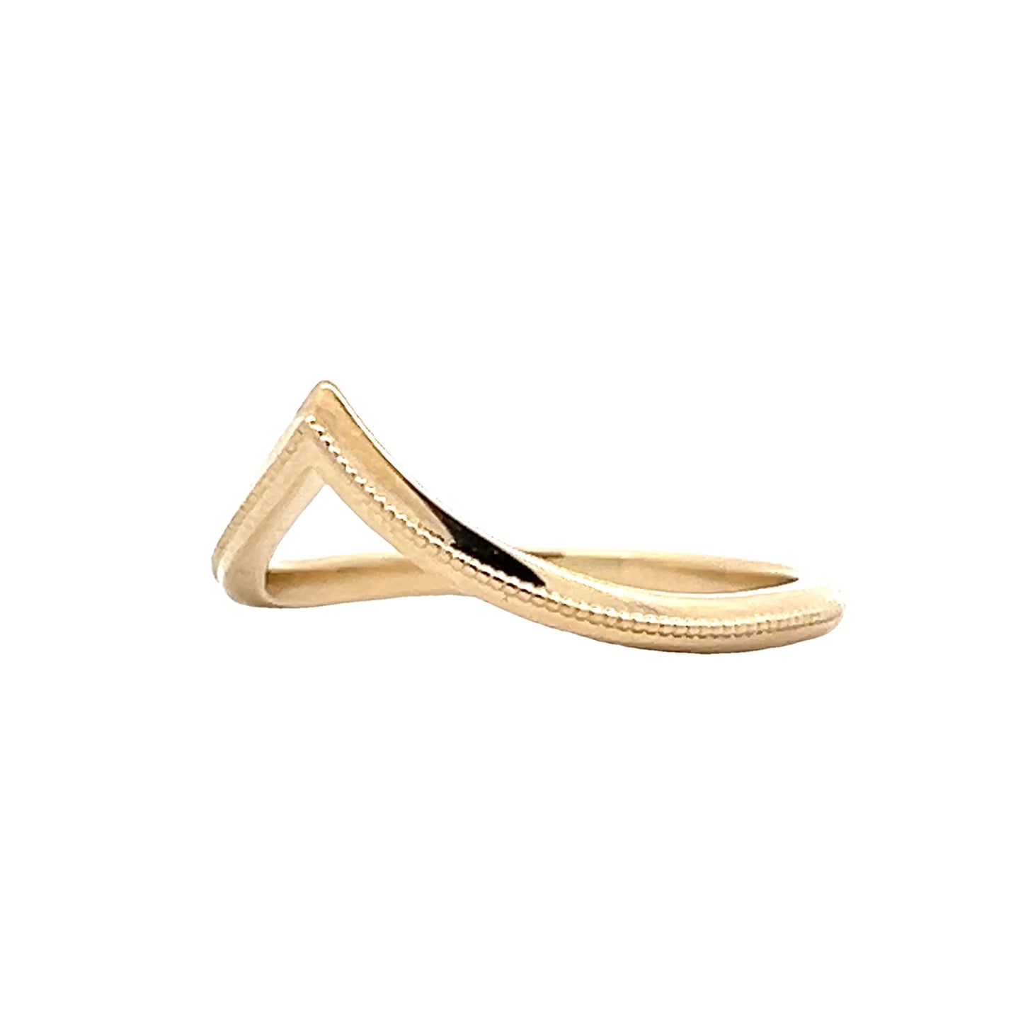 Milgrain V Shaped Contour Wedding Band in 14k