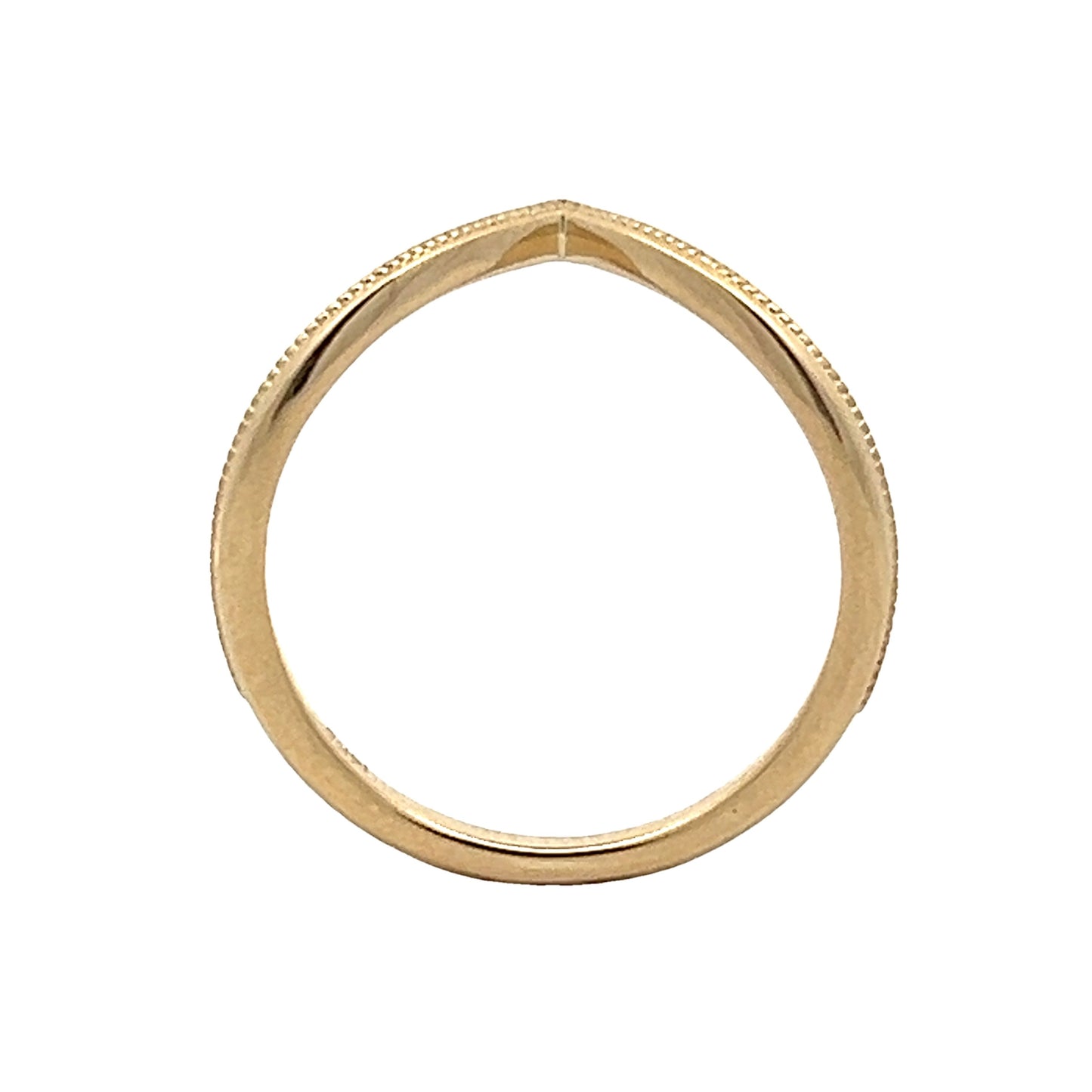 Milgrain V Shaped Contour Wedding Band in 14k