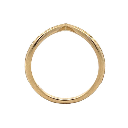 Milgrain V Shaped Contour Wedding Band in 14k