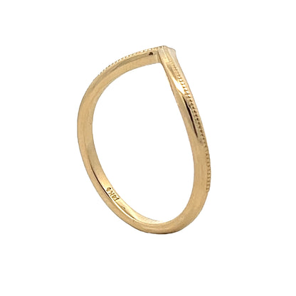 Milgrain V Shaped Contour Wedding Band in 14k