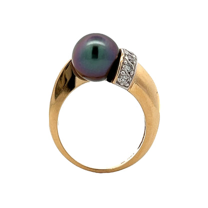 .58 Diamond & Tahitian Pearl Cocktail Ring in 14k