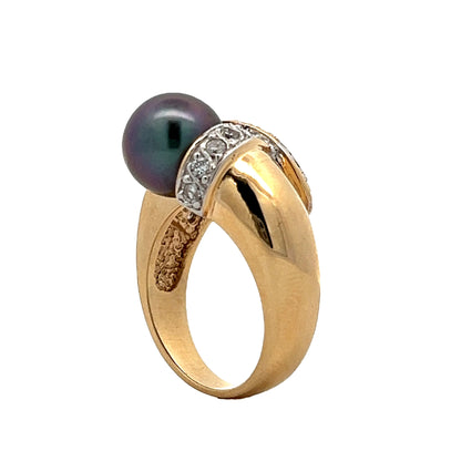 .58 Diamond & Tahitian Pearl Cocktail Ring in 14k