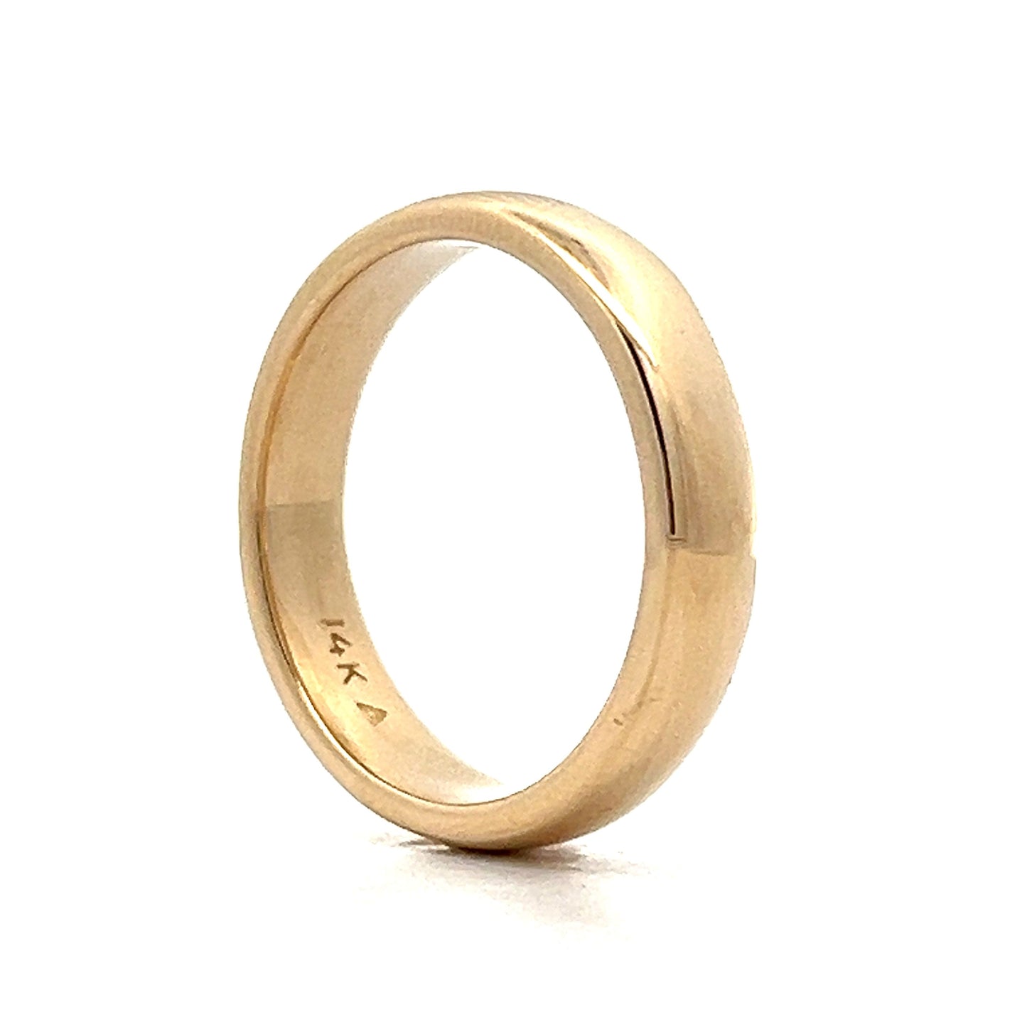 Mens Half Round Wedding Band in 14k Yellow Gold