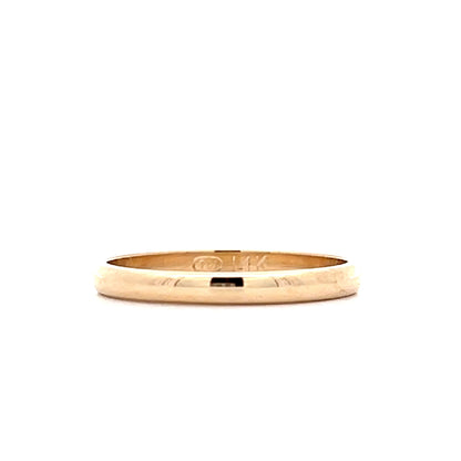 Traditional 2mm Half Round Wedding Band in 14k