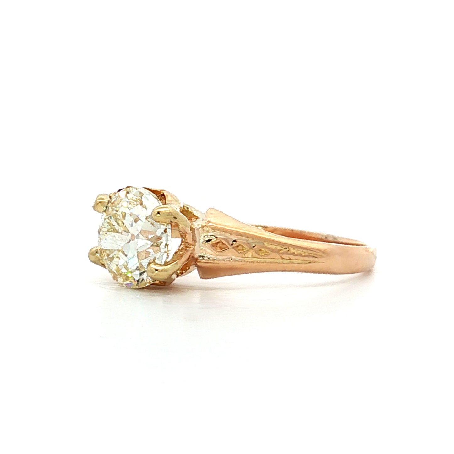 1.50 Antique Victorian Euro Diamond Engagement Ring 18k