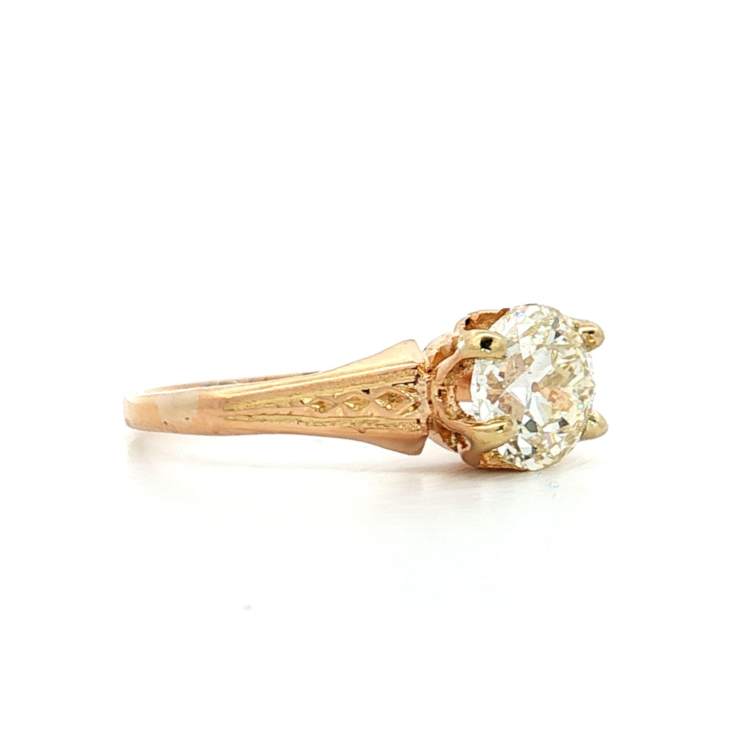 1.50 Antique Victorian Euro Diamond Engagement Ring 18k