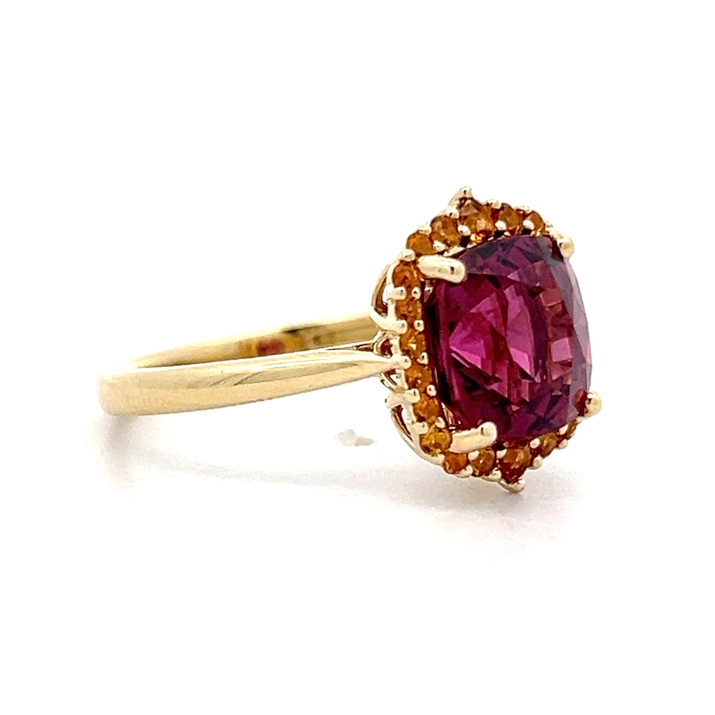 .58 Cushion Cut Garnet & Citrine Ring in 14k