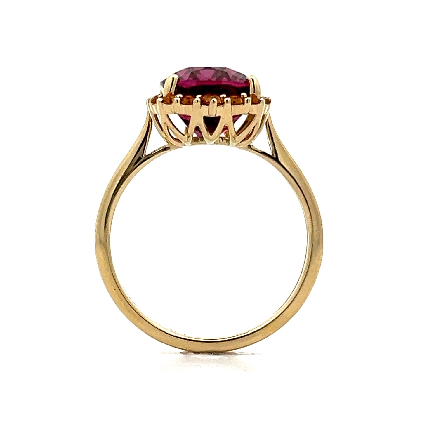 .58 Cushion Cut Garnet & Citrine Ring in 14k