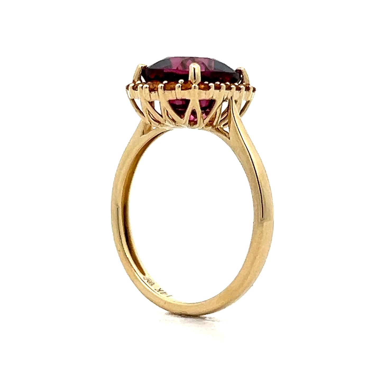 .58 Cushion Cut Garnet & Citrine Ring in 14k