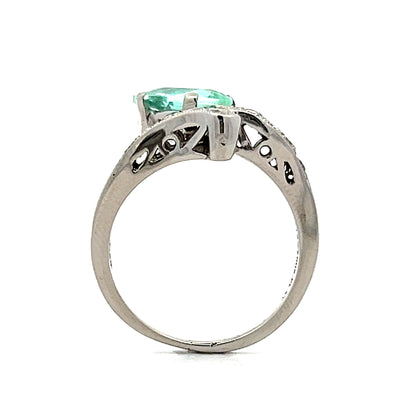 Paraiba Tourmaline & Diamond Bypass Ring in Platinum