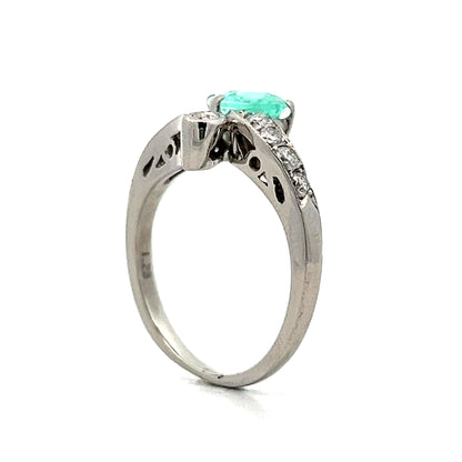 Paraiba Tourmaline & Diamond Bypass Ring in Platinum