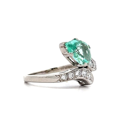 Paraiba Tourmaline & Diamond Bypass Ring in Platinum