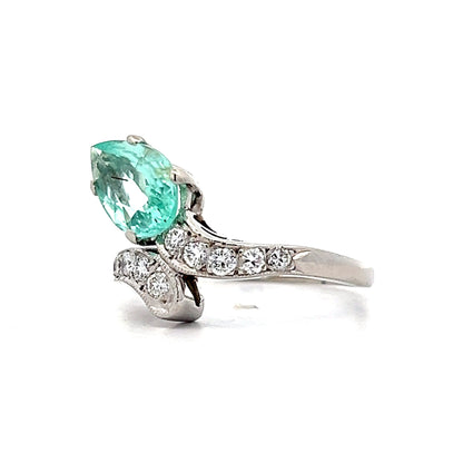 Paraiba Tourmaline & Diamond Bypass Ring in Platinum